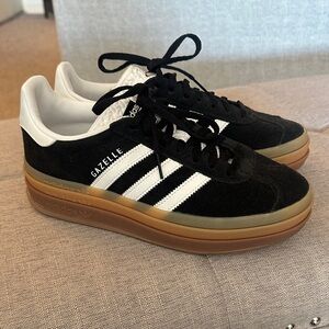 Adidas Gazelle Black and White with Gum Sole